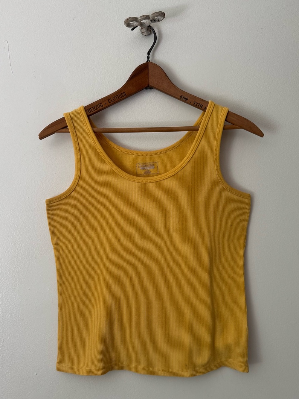 Mustard Yellow 100% Cotton Ribbed Tank.